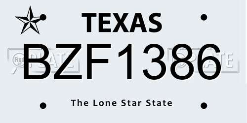 BZF1386 Texas License Plate