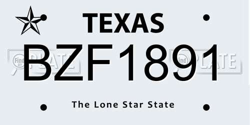 BZF1891 Texas License Plate