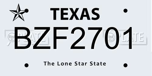 BZF2701 Texas License Plate