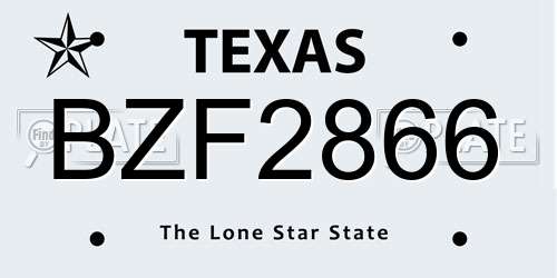 BZF2866 Texas License Plate