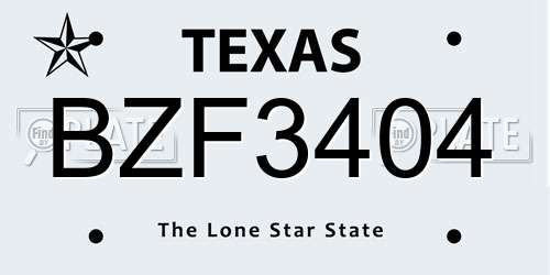 BZF3404 Texas License Plate