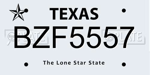 BZF5557 Texas License Plate