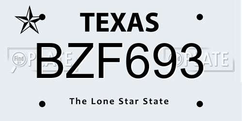 BZF693 Texas License Plate