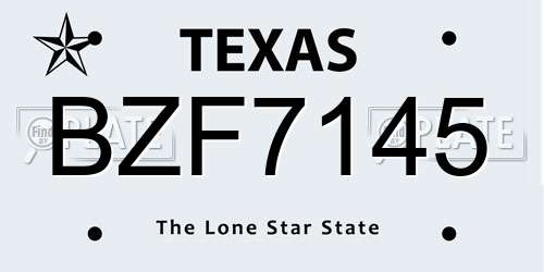BZF7145 Texas License Plate
