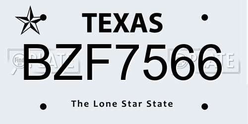 BZF7566 Texas License Plate