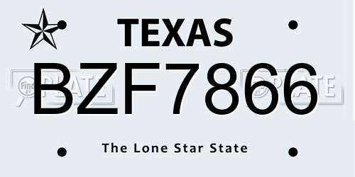 BZF7866 Texas License Plate