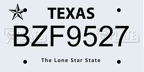 BZF9527 Texas License Plate