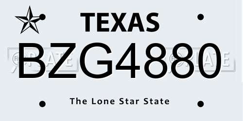 BZG4880 Texas License Plate