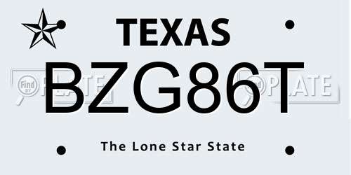 BZG86T Texas License Plate