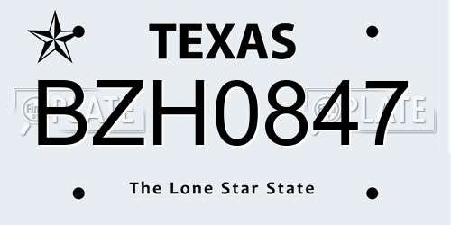BZH0847 Texas License Plate