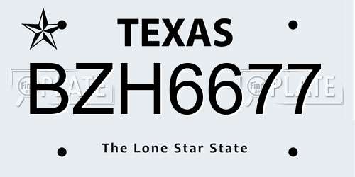 BZH6677 Texas License Plate