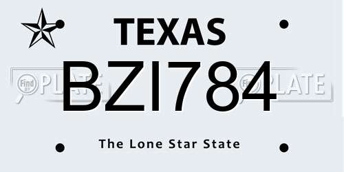BZI784 Texas License Plate