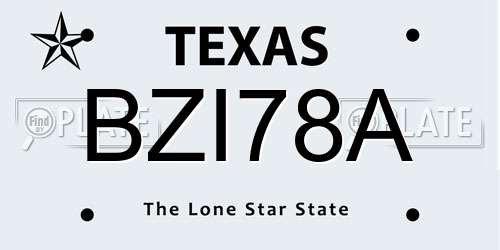 BZI78A Texas License Plate