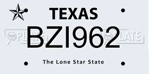 BZI962 Texas License Plate