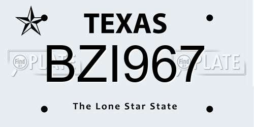 BZI967 Texas License Plate