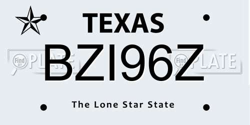 BZI96Z Texas License Plate