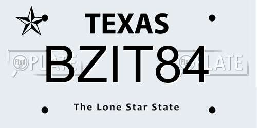 BZIT84 Texas License Plate