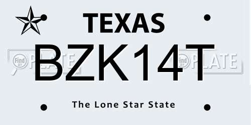 BZK14T Texas License Plate