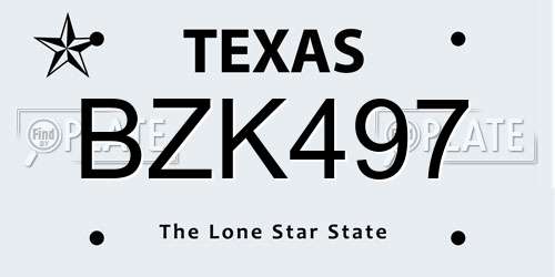 BZK497 Texas License Plate