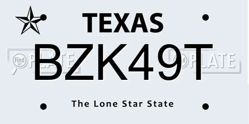 BZK49T Texas License Plate