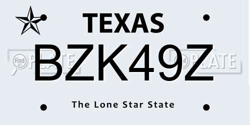 BZK49Z Texas License Plate