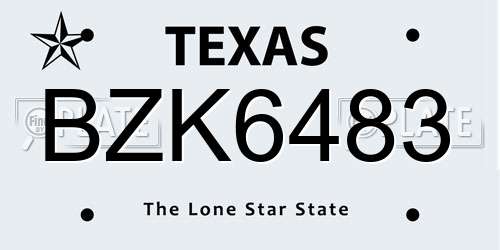 BZK6483 Texas License Plate