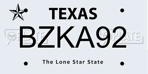 BZKA92 Texas License Plate