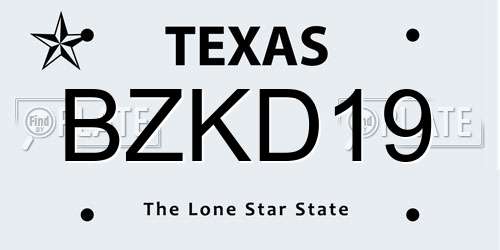 BZKD19 Texas License Plate