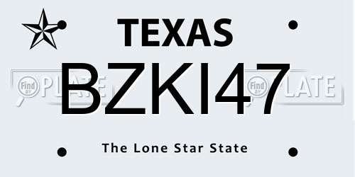 BZKI47 Texas License Plate