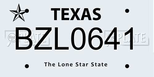 BZL0641 Texas License Plate