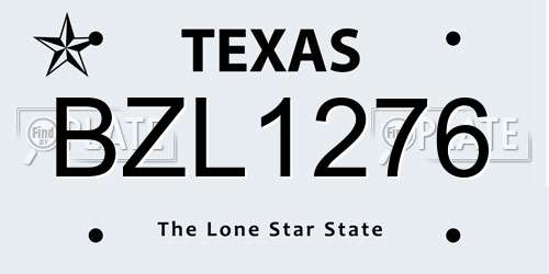 BZL1276 Texas License Plate