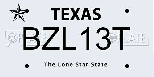 BZL13T Texas License Plate