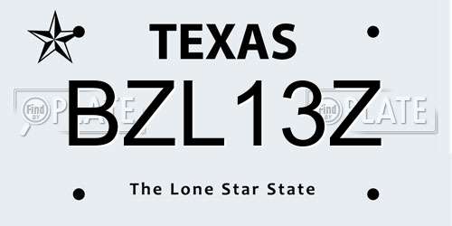 BZL13Z Texas License Plate