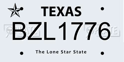BZL1776 Texas License Plate
