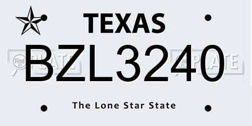 BZL3240 Texas License Plate
