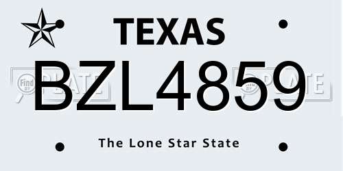 BZL4859 Texas License Plate