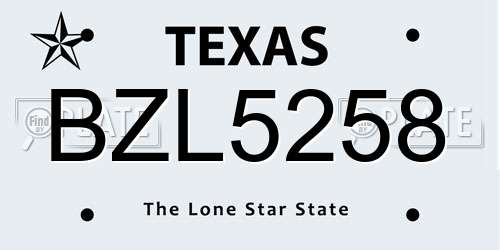 BZL5258 Texas License Plate