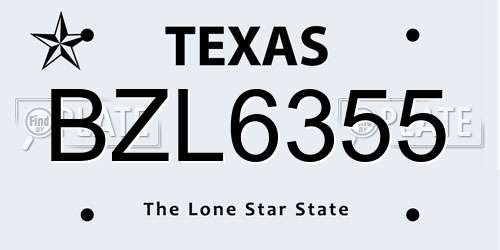 BZL6355 Texas License Plate