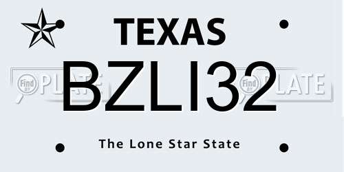 BZLI32 Texas License Plate