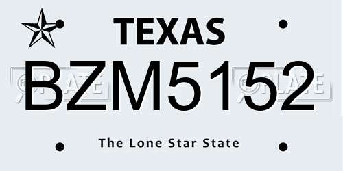 BZM5152 Texas License Plate