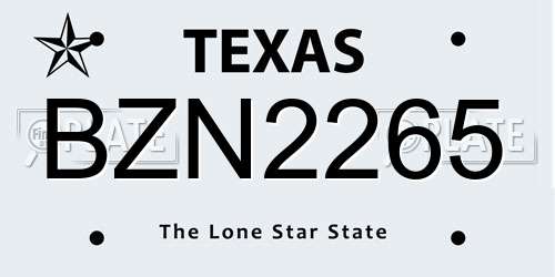 BZN2265 Texas License Plate