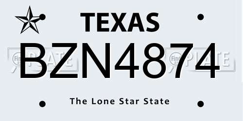 BZN4874 Texas License Plate