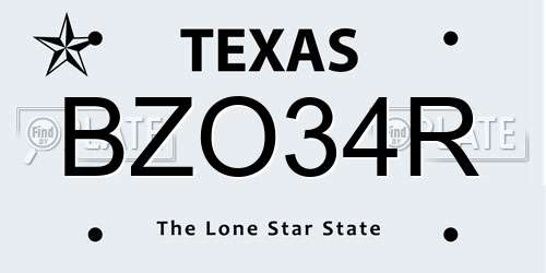 BZO34R Texas License Plate
