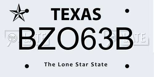 BZO63B Texas License Plate