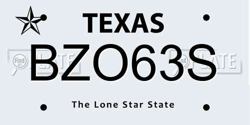 BZO63S Texas License Plate
