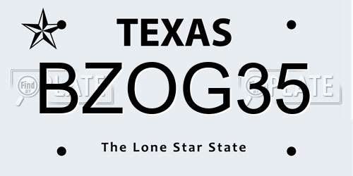 BZOG35 Texas License Plate