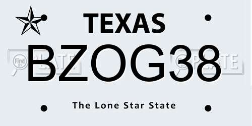 BZOG38 Texas License Plate