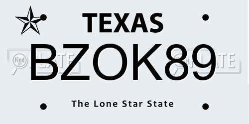 BZOK89 Texas License Plate