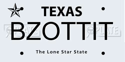 BZOTTIT Texas License Plate