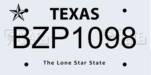 BZP1098 Texas License Plate
